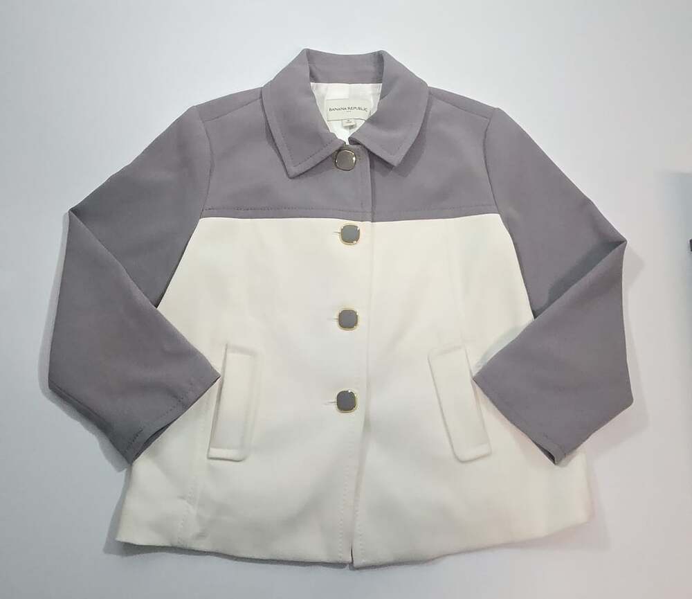 Banana Republic Gray and White Colorblock Button-Up Jacket